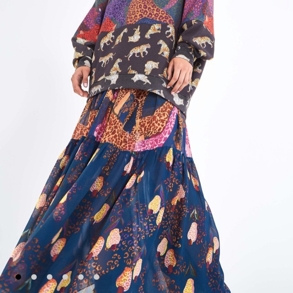 Farm Rio Blue Jungle Maxi Skirt